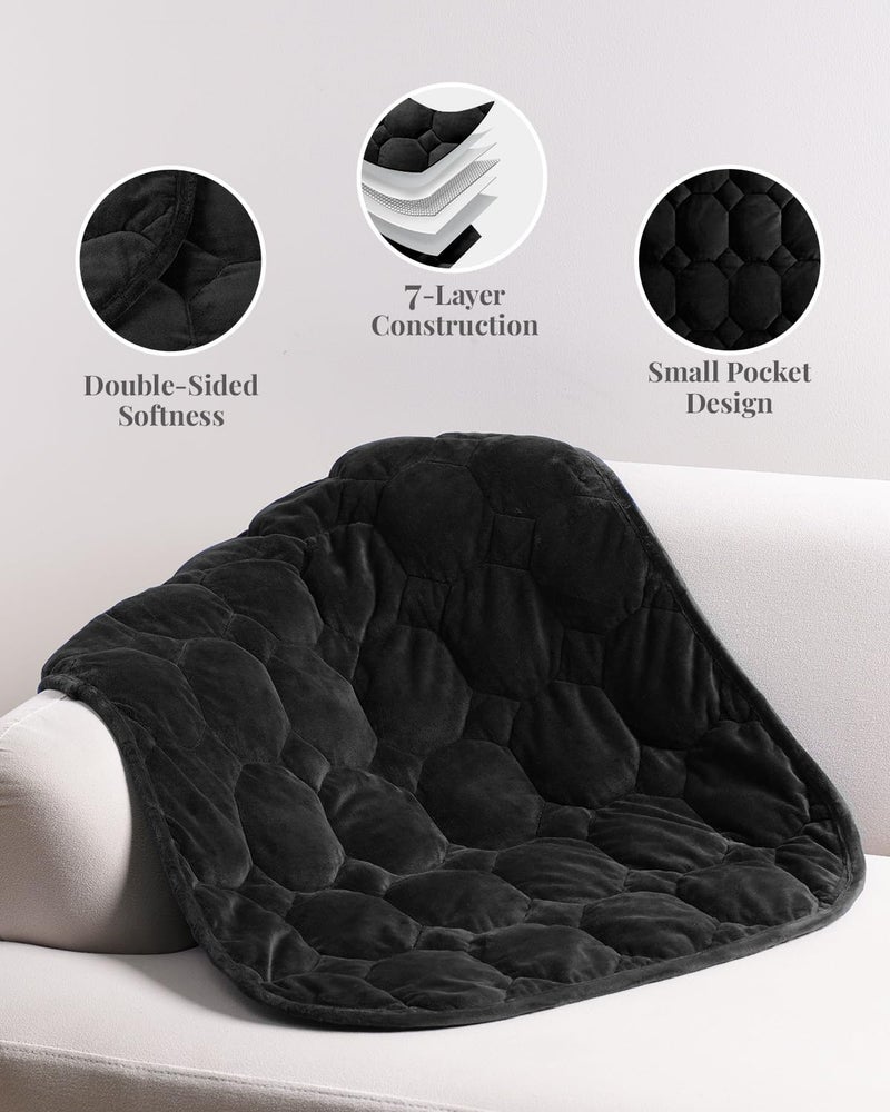 Kivik Weighted Lap Blanket for Adults Crystal Velvet Weighted Lap Pad Small Weighted Blanket 7 lbs Cozy Mini Heavy Travel Blankets Portable & Breathable 24""x29"" (Black  24""x29""-7 lbs) - Image 3