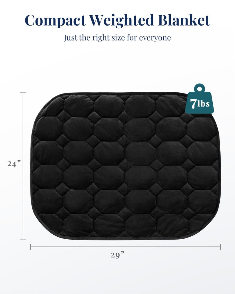 Kivik Weighted Lap Blanket for Adults Crystal Velvet Weighted Lap Pad Small Weighted Blanket 7 lbs Cozy Mini Heavy Travel Blankets Portable & Breathable 24""x29"" (Black  24""x29""-7 lbs) - Image 4