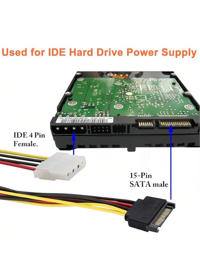 يُسلِّم 3 قطع كابل مقسم طاقة SATA 15 سنًا ذكر إلى 4 سنون أنثى Molex محول محرك الأقراص الصلبة HDD SSD (A) 5.85 بوصة - Image 5