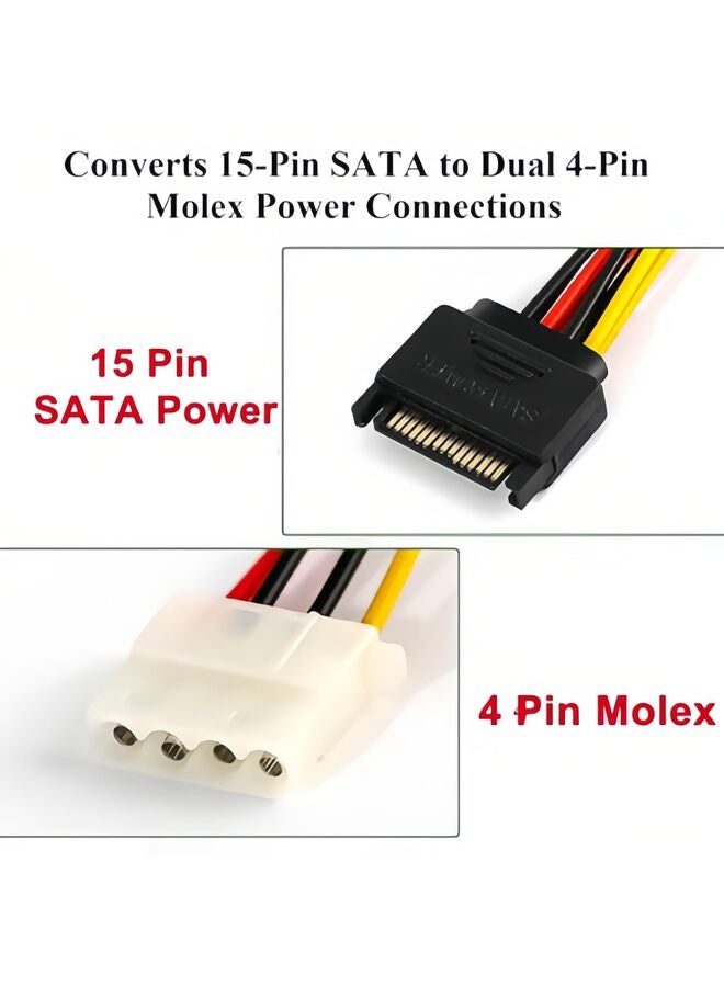 يُسلِّم 3 قطع كابل مقسم طاقة SATA 15 سنًا ذكر إلى 4 سنون أنثى Molex محول محرك الأقراص الصلبة HDD SSD (A) 5.85 بوصة - Image 2