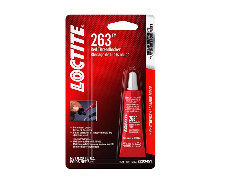 LOCTITE 263 Automotive Threadlocker Red â€“ High Strength Thread Lock, General Purpose Applications, Oil Tolerant, Fluorescent - 6 ml, 1 Pack - Image 1