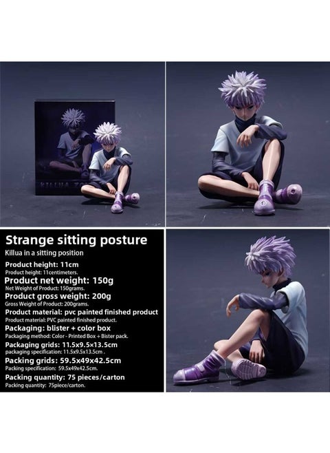 Full-time Hunter Animation Surrounding Statue Sitting Posture Qixiaojie GK Hand-held Secondary Yuan Desktop Ornaments Tide Play Model-Color:Killer- Bag + Color Box