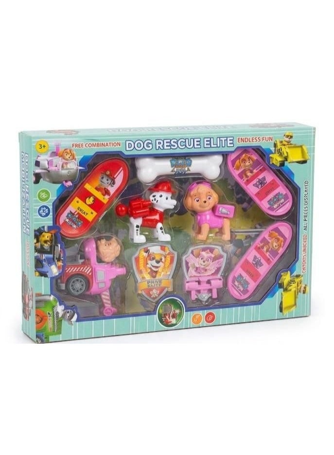 PAW PATROL Dog Rescue Elite Playset – 9 Pieces in One Box | Rescue Team Figures, Skateboards & Accessories for Kids Paw Patrol - Image 1