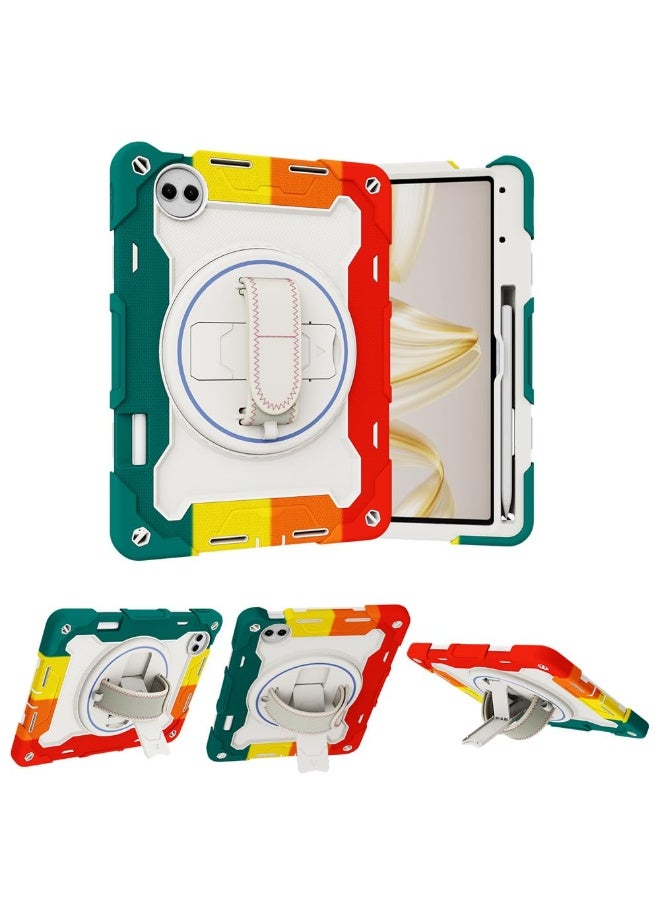 general Case for Huawei MatePad Pro 12.2 (2025) 12.2-inch, Heavy Duty Silicone+PC Shockproof Cover with Shoulder Strap, Elastic Multi-Angle Stand 360° Adjustable Hand Strap - Image 1