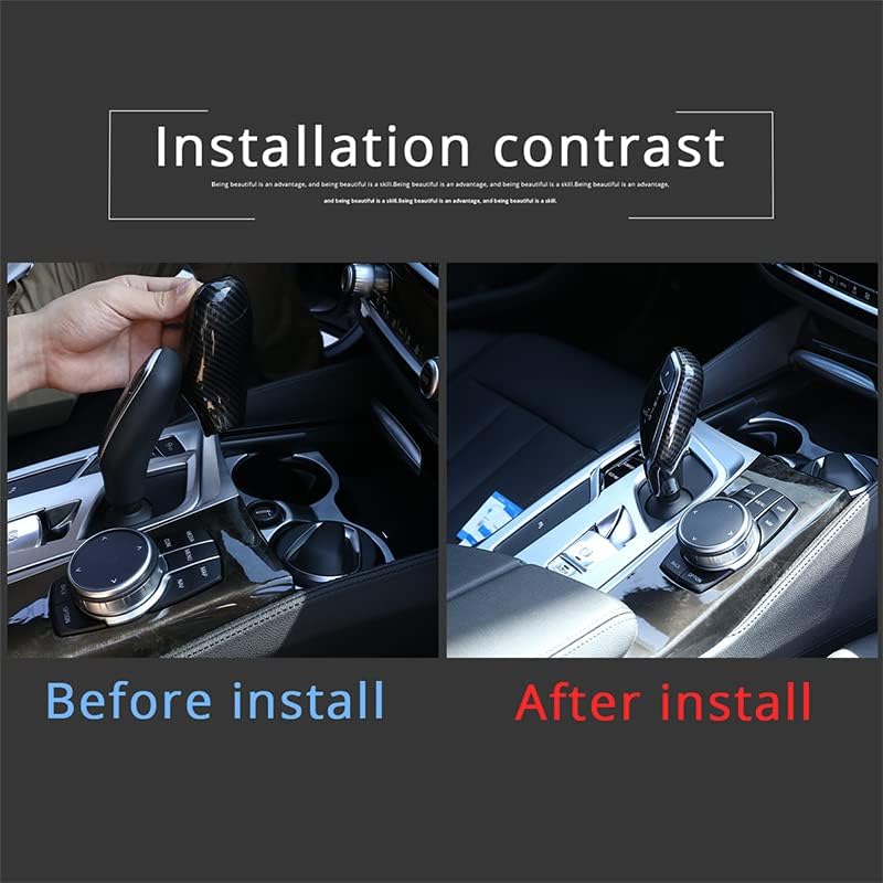 TINKI ABS Chrome for BMW 5 6 7 Series G11 G12 G30 Car Gear Shift Knob Decor Cover Trim Compatible for BMW X3 X4 G01 G02 2016 2017 2018 2019 2020 2021 Interior Accessories for LHD (Carbon Fiber Look) - Image 2