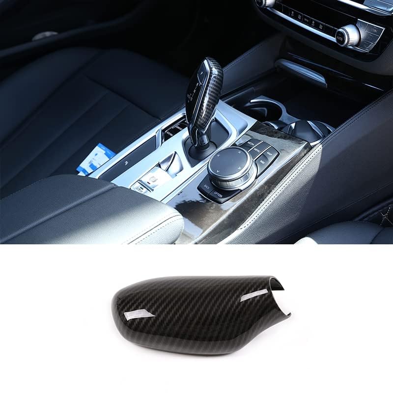 TINKI ABS Chrome for BMW 5 6 7 Series G11 G12 G30 Car Gear Shift Knob Decor Cover Trim Compatible for BMW X3 X4 G01 G02 2016 2017 2018 2019 2020 2021 Interior Accessories for LHD (Carbon Fiber Look) - Image 3