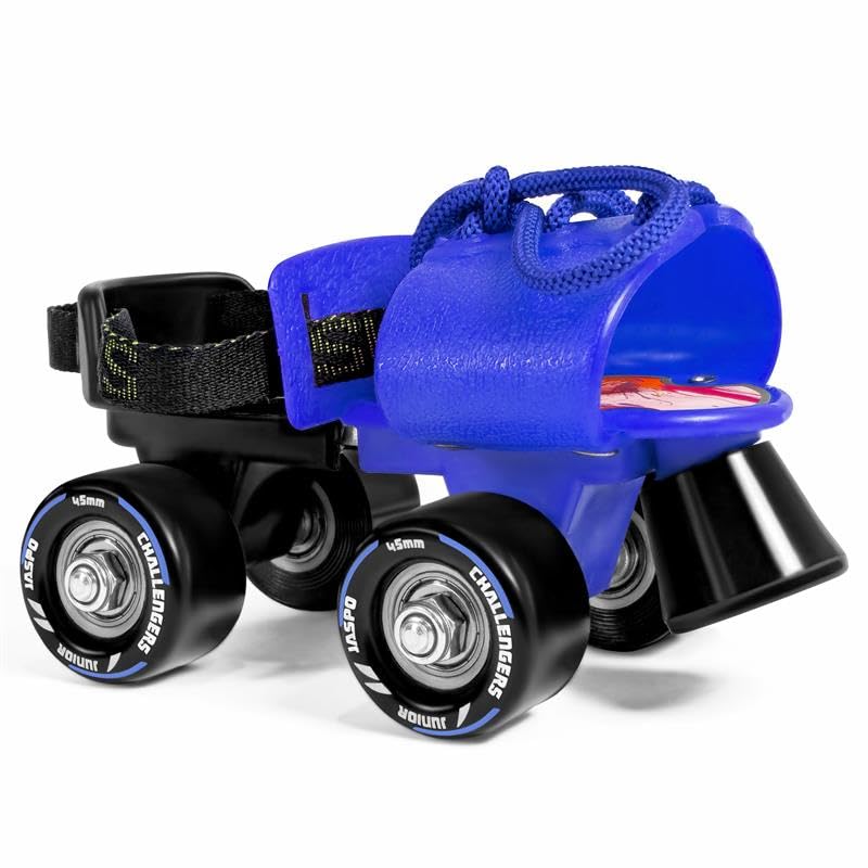 jaspo Challenger Roller Skates Indoor/Outdoor Wheel for Kids (Ages 3-7), Adjustable Fit (Foot Length 18-21 cm), Premium 45mm 85A PVC Wheels, Perfect Beginner Quad Skates, Multicolour - Image 1