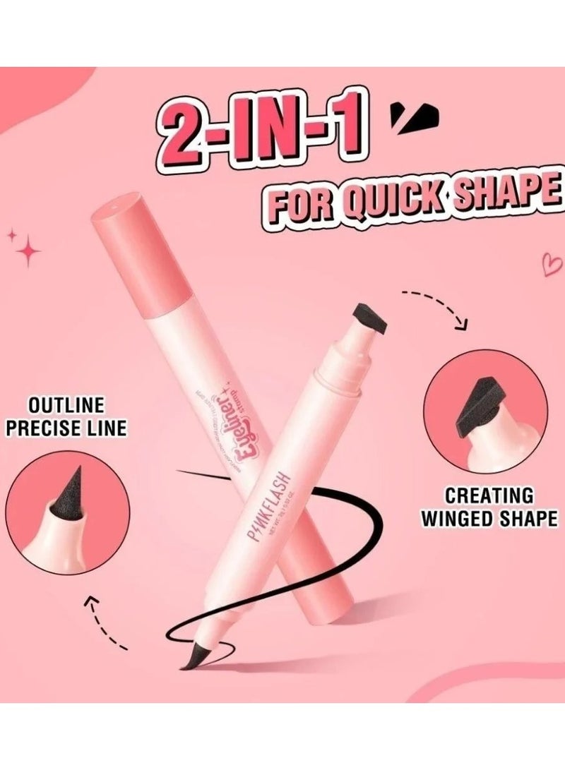 Pink Flash آيلاينر سائل مقاوم للماء 2 في 1 باللون الاسود  - Image 2