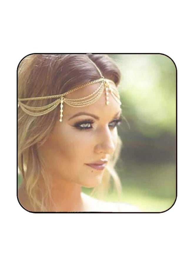 Catery Boho Head Chain Gold Rhinestone Headpiece 1920s Wedding Hair Jewelry Accessories for Women - Image 1