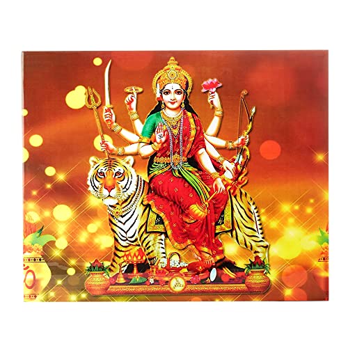RANGBHAR Sherawali Mata Photo Frame for Wall and Pooja Room, Worship Idol , No Glass, 11 inch x 9 inch ,multicolor - Image 2