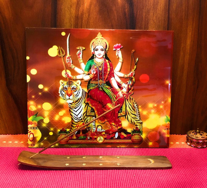 RANGBHAR Sherawali Mata Photo Frame for Wall and Pooja Room, Worship Idol , No Glass, 11 inch x 9 inch ,multicolor - Image 3