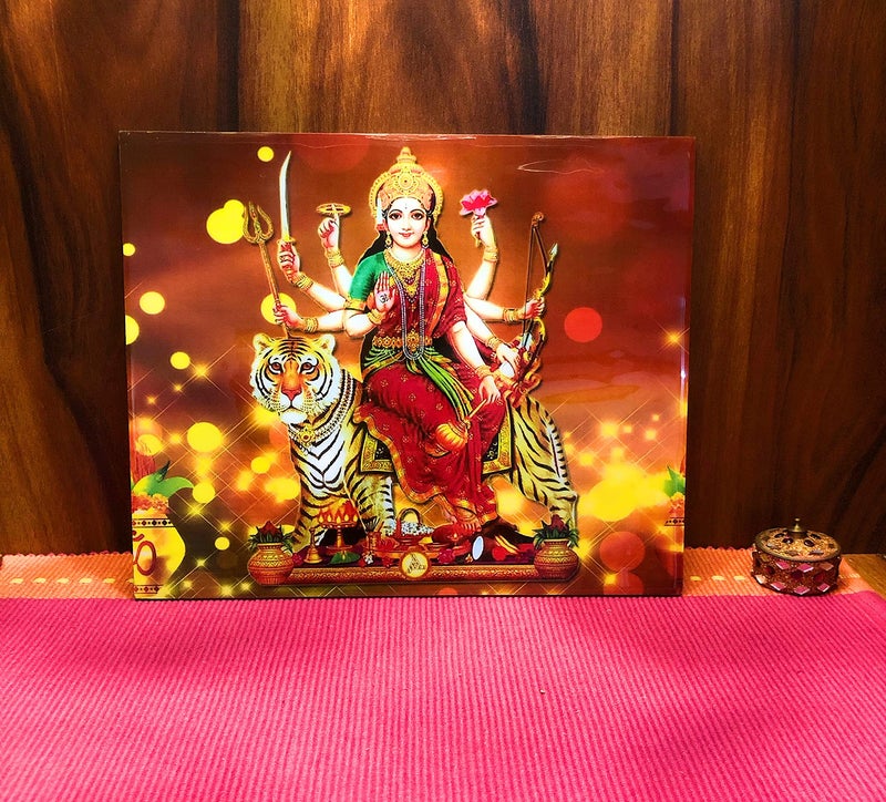 RANGBHAR Sherawali Mata Photo Frame for Wall and Pooja Room, Worship Idol , No Glass, 11 inch x 9 inch ,multicolor - Image 5