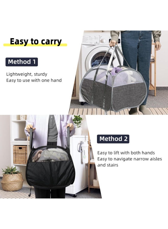 Collapsible Laundry Basket, Foldable Pop Up Laundry Hamper With Handles, Space Saving Portable Laundry Bin, Sturdy And Durable Dirty Clothes Hamper, (1pc, Black, Design B) - Image 2