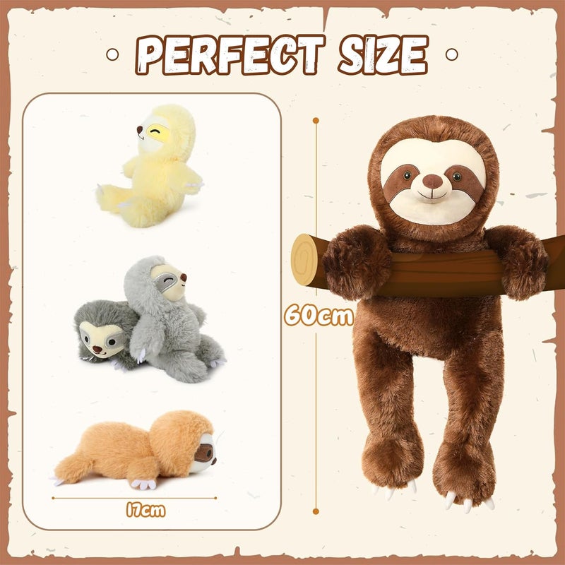 MorisMos Sloth Giant Cuddly Toy XXL, 60 cm Sitting Sloth Stuffed Toy Plush Toy with 4 Babies in the Belly, Birthday Gift for Children Boys - Image 3