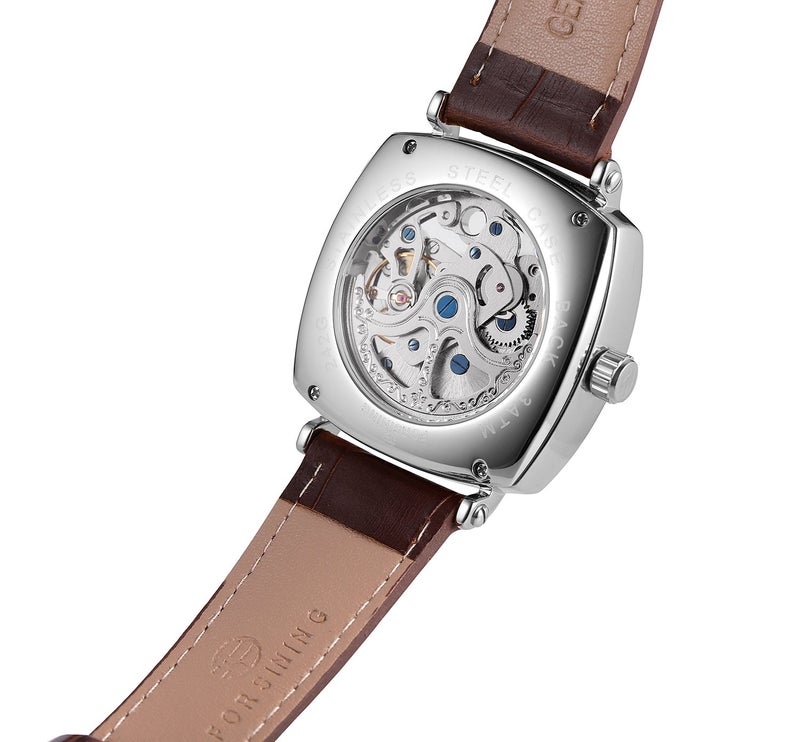 FORSINING ساعة أوتوماتيكية ذات قرص هيكل عظمي جميلة للرجال من فورسينغ مع حزام جلد طبيعي - Image 4