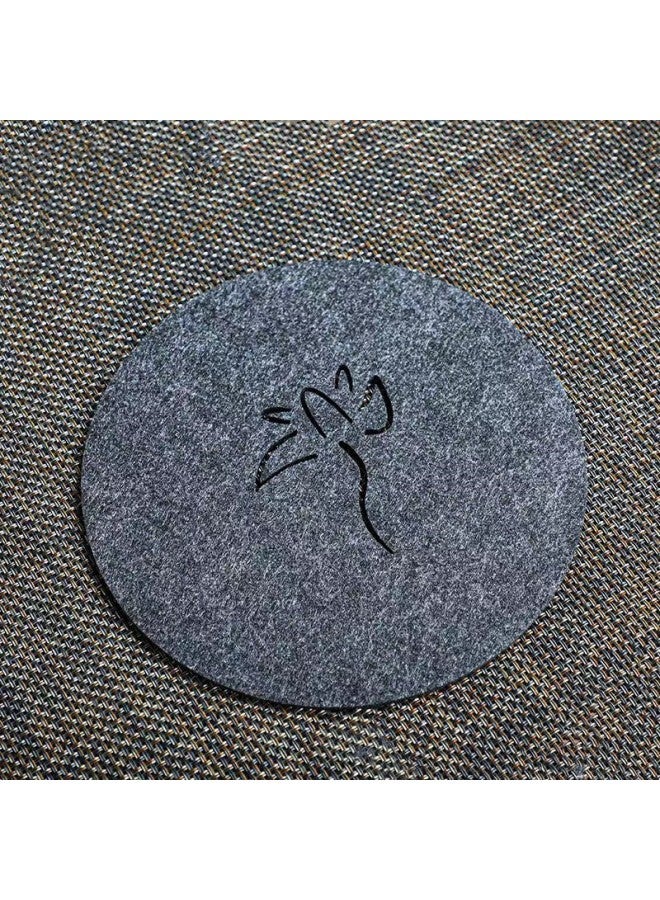 Cross-border Creative Hollow Felt Tea Cup Mat Heat Insulation Anti-slip Mat Household Cup Holder Pot Mat Coaster Tea Mat Absorbent Quick-drying-Color:Light Gray Lotus-Specifications:8cm-thickness 3mm  - Image 4