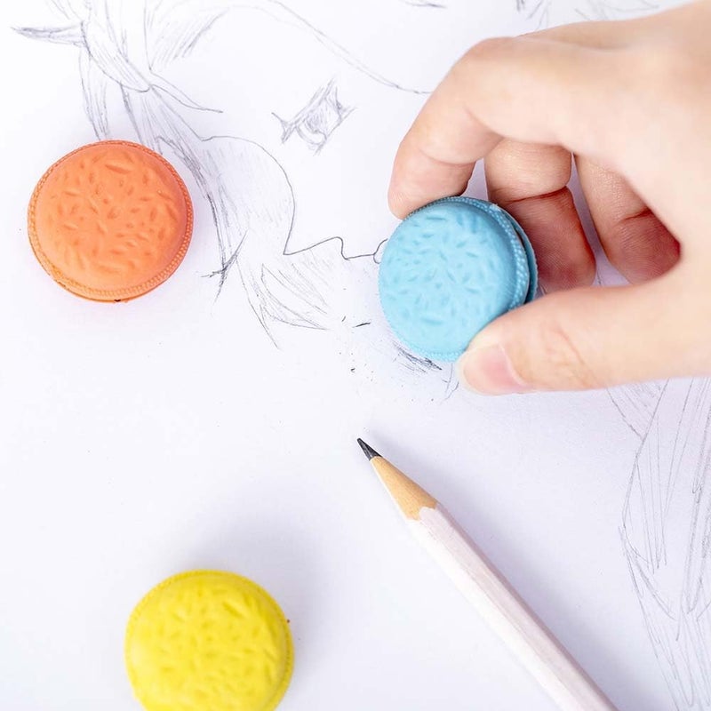 Luckam Macaron Patisserie Erasers, 50 Pcs Fun Mini Erasers for Kids, Girls School Supplies, Classroom Prizes, Random Colors - Image 2
