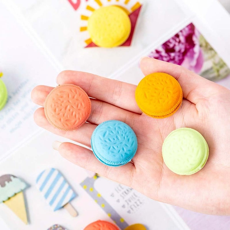 Luckam Macaron Patisserie Erasers, 50 Pcs Fun Mini Erasers for Kids, Girls School Supplies, Classroom Prizes, Random Colors - Image 1