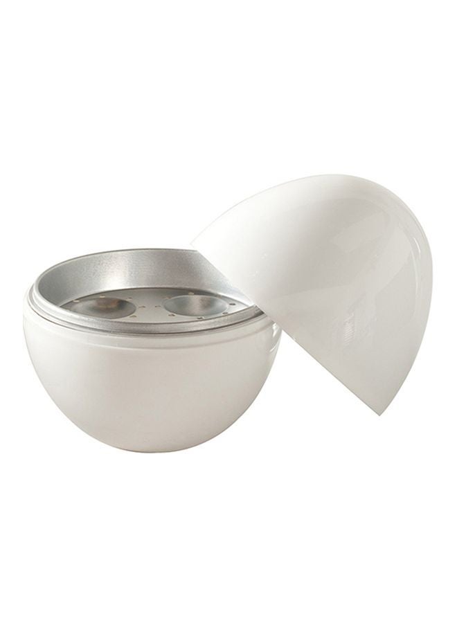 NIBEMINENT Ball Shaped Microwave Egg Boiler White/Silver 13.5x14x15.5cm - Image 1