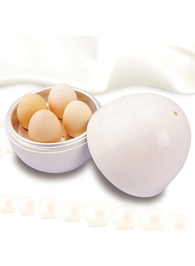 NIBEMINENT Ball Shaped Microwave Egg Boiler White/Silver 13.5x14x15.5cm - Image 4