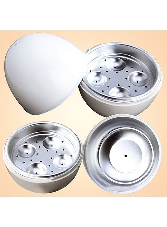 NIBEMINENT Ball Shaped Microwave Egg Boiler White/Silver 13.5x14x15.5cm - Image 5