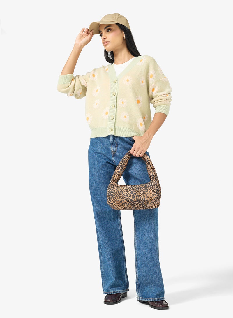 Ginger Flower Detail Button Through Cardigan - Image 4