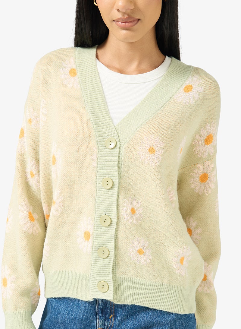 Ginger Flower Detail Button Through Cardigan - Image 3