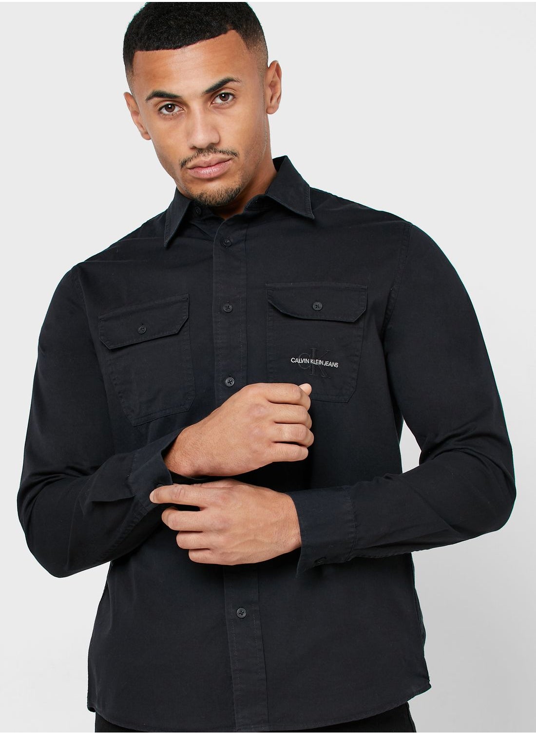 calvin klein black denim shirt