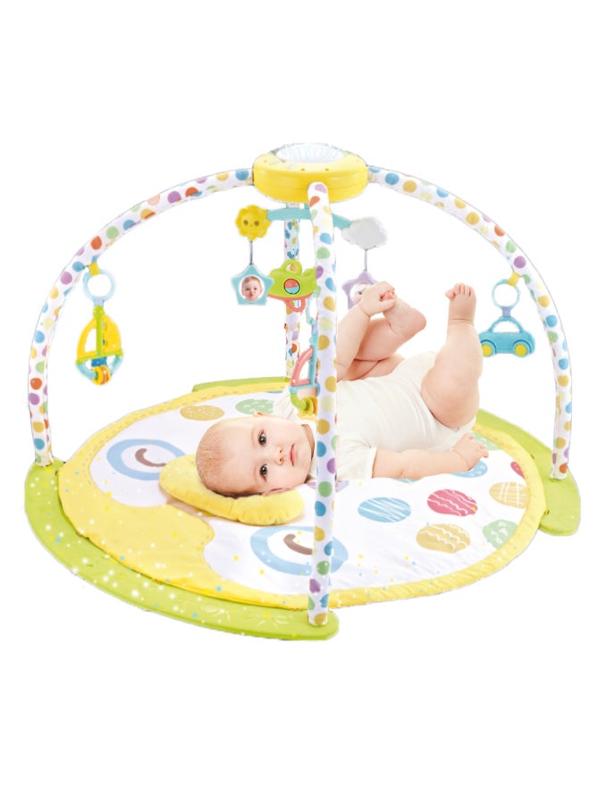 Baby Play Mat with Projector & Music | Infant Activity Gym with Light, Rattles, Hanging Toys & Mobile | Sensory Development Mat for Newborns 0+ Months