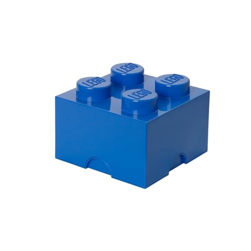 LEGO Storage Brick 4 Knobs Blue - Stackable Plastic Storage Box with Lid for Kids and Adults Ideal Desk Organizer and Toy Box - 5.6L Capacity - Image 1
