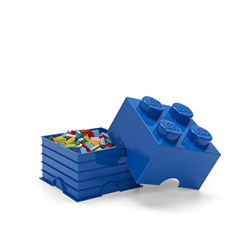 LEGO Storage Brick 4 Knobs Blue - Stackable Plastic Storage Box with Lid for Kids and Adults Ideal Desk Organizer and Toy Box - 5.6L Capacity - Image 3