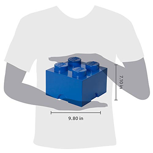 LEGO Storage Brick 4 Knobs Blue - Stackable Plastic Storage Box with Lid for Kids and Adults Ideal Desk Organizer and Toy Box - 5.6L Capacity - Image 2