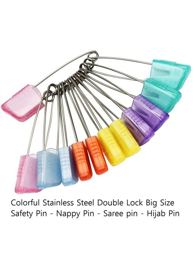 VAMA FASHIONS Multicolor Heavy Stainless Steel Double Lock Safety Saree Hijab Pleats Pin Nappy Diaper Chunari Hijab Pins for new born Kids Women - Image 4