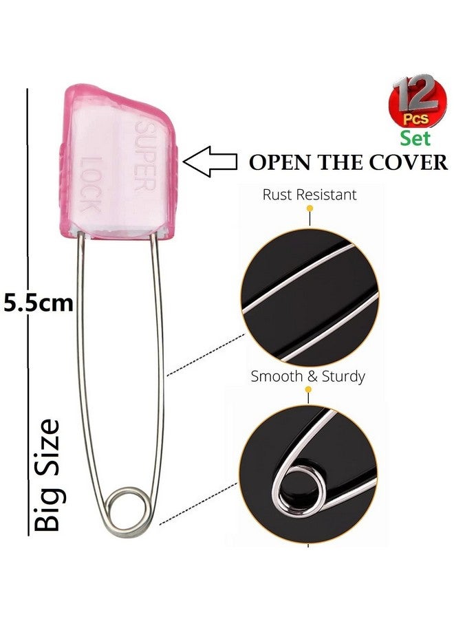 VAMA FASHIONS Multicolor Heavy Stainless Steel Double Lock Safety Saree Hijab Pleats Pin Nappy Diaper Chunari Hijab Pins for new born Kids Women - Image 2