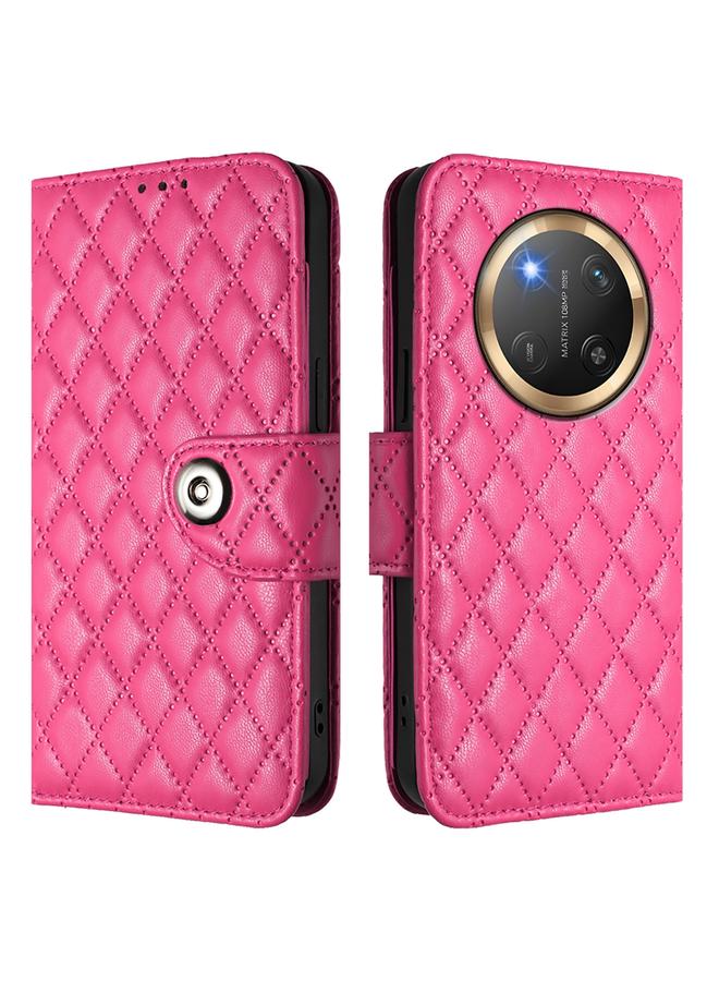 S-TOP Case For Honor X9c 5G Global Rhombic Texture Flip Leather Phone Case with Lanyard - Image 2