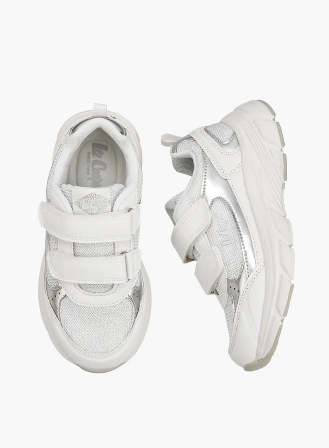 لي كوبر Girls' Panelled Sneakers with Hook and Loop Closure