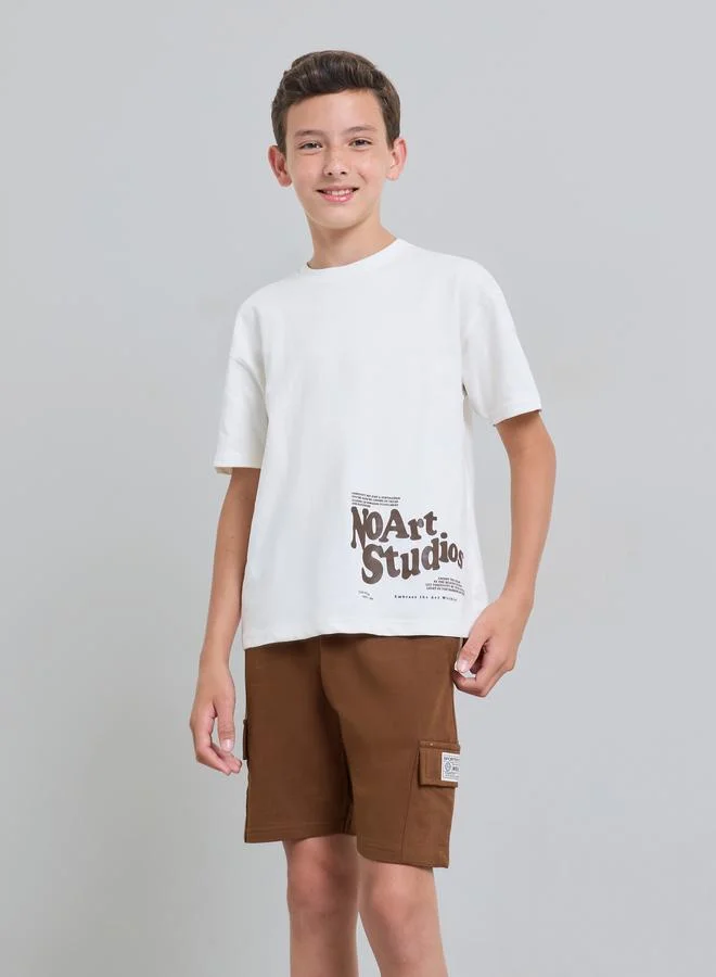 Styli Teen Boys Oversized T-Shirt and Cargo Shorts Set