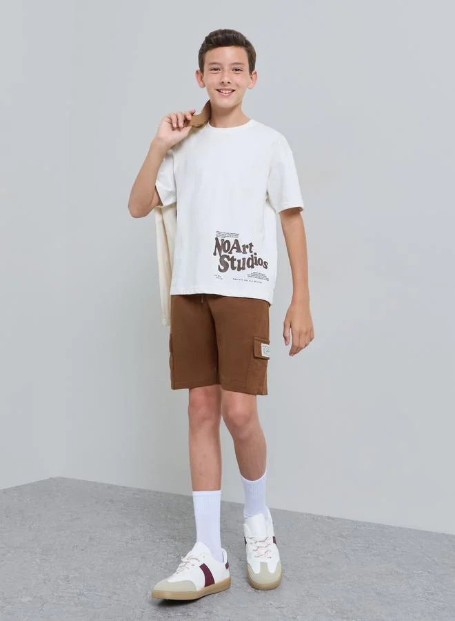 Styli Teen Boys Oversized T-Shirt and Cargo Shorts Set