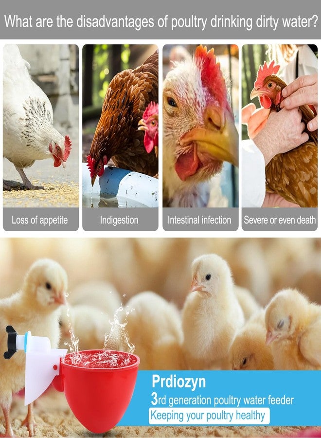Prdiozyn 10PCS Chicken Waterer Cups, 3rd Generation DIY Large Automatic Chicken Water Feeder Cup, Tee Fittings Poultry Waterer, Suitable for , Turkeys, Ducks, Goose, Small Pets with Mounting Hole Opener - Image 4