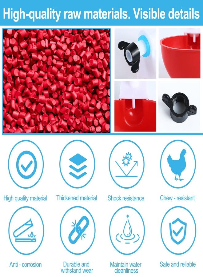 Prdiozyn 10PCS Chicken Waterer Cups, 3rd Generation DIY Large Automatic Chicken Water Feeder Cup, Tee Fittings Poultry Waterer, Suitable for , Turkeys, Ducks, Goose, Small Pets with Mounting Hole Opener - Image 5