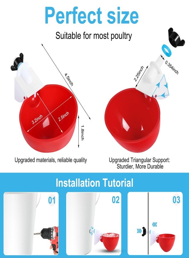 Prdiozyn 10PCS Chicken Waterer Cups, 3rd Generation DIY Large Automatic Chicken Water Feeder Cup, Tee Fittings Poultry Waterer, Suitable for , Turkeys, Ducks, Goose, Small Pets with Mounting Hole Opener - Image 2