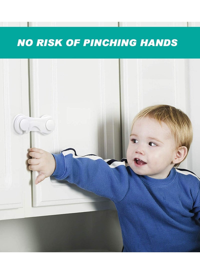 Baby Safety Cabinet Locks - 10 Pack, Easy 3M Adhesive Latches for Child Proofing Furniture, Kitchen, Ovens, Toilets, Fridge  Cupboards, No Tools Required - Image 2