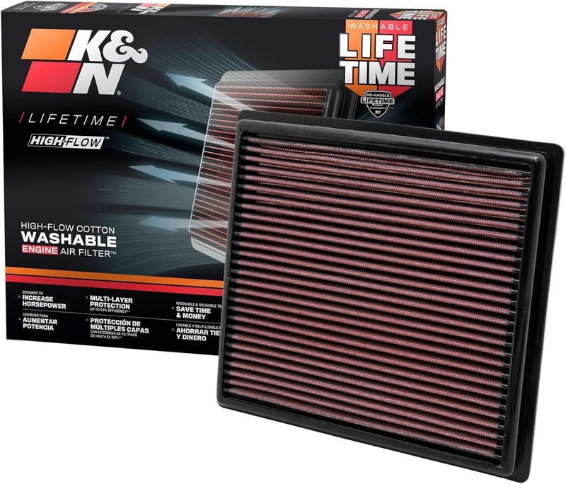 Kn High-Flow Original Lifetime Engine Air Filter: Increase Power: Premium, Washable: Compatible with 2011-2025 Toyota/Lexus/Mitsubishi/Fiat: (See Product Description for Select Models) 33-2443 - Image 1