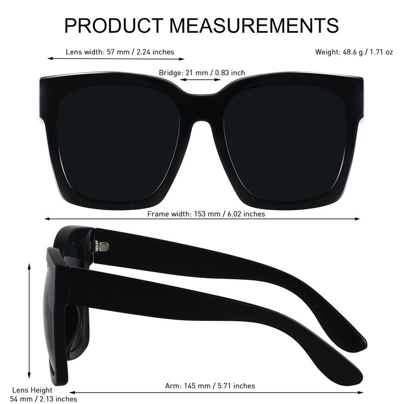 ANDWOOD Oversized Sunglasses for Women Big Large Square Wide Frame Shades UV Protection Super Dark Black Sun glasses sensitive eyes - Image 5