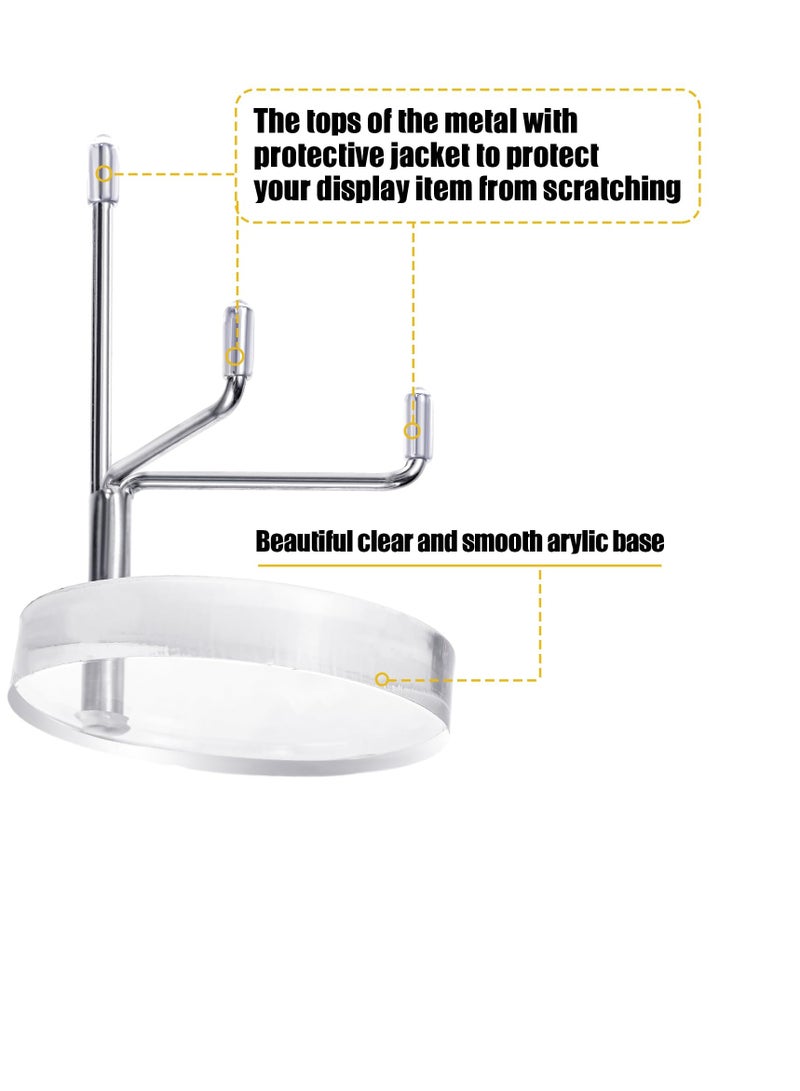 SYOSI Adjustable Metal Arms Display Stand Easel, 4 Pcs Crystal Display Stand, Clear Display Easel Stands Pedestal, with Acrylic Base, Small Collectibles Display Stands for Mineral Agate Collectibles - Image 3