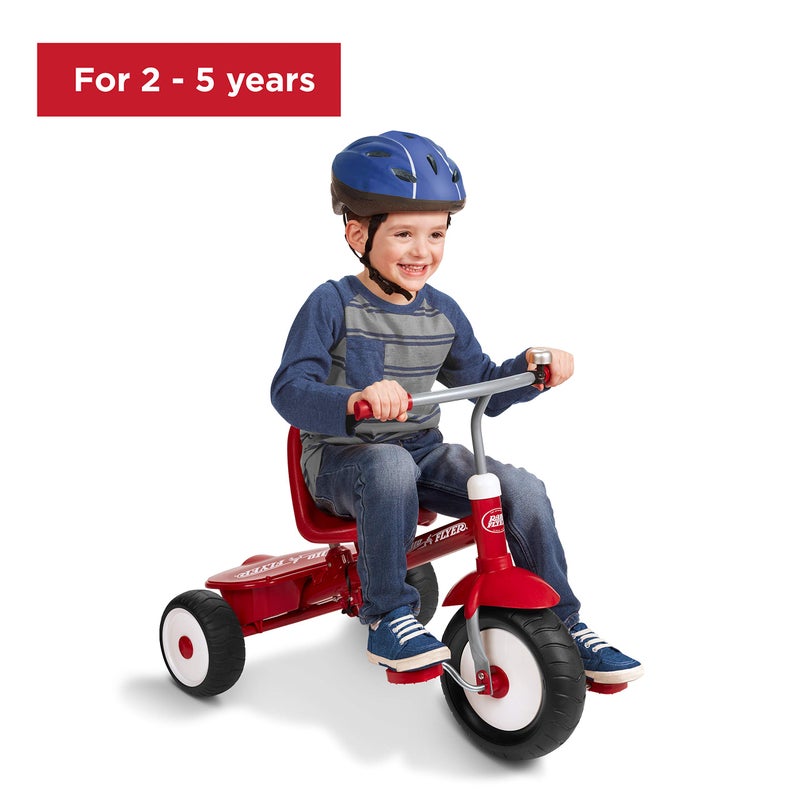 Radio Flyer راديو فلاير ديلوكس ستير آند ستول دراجة ثلاثية للأطفال، دراجة للأطفال من عمر 2-5 سنوات، حمراء - Image 3
