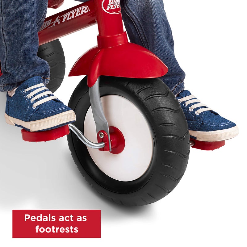 Radio Flyer راديو فلاير ديلوكس ستير آند ستول دراجة ثلاثية للأطفال، دراجة للأطفال من عمر 2-5 سنوات، حمراء - Image 5