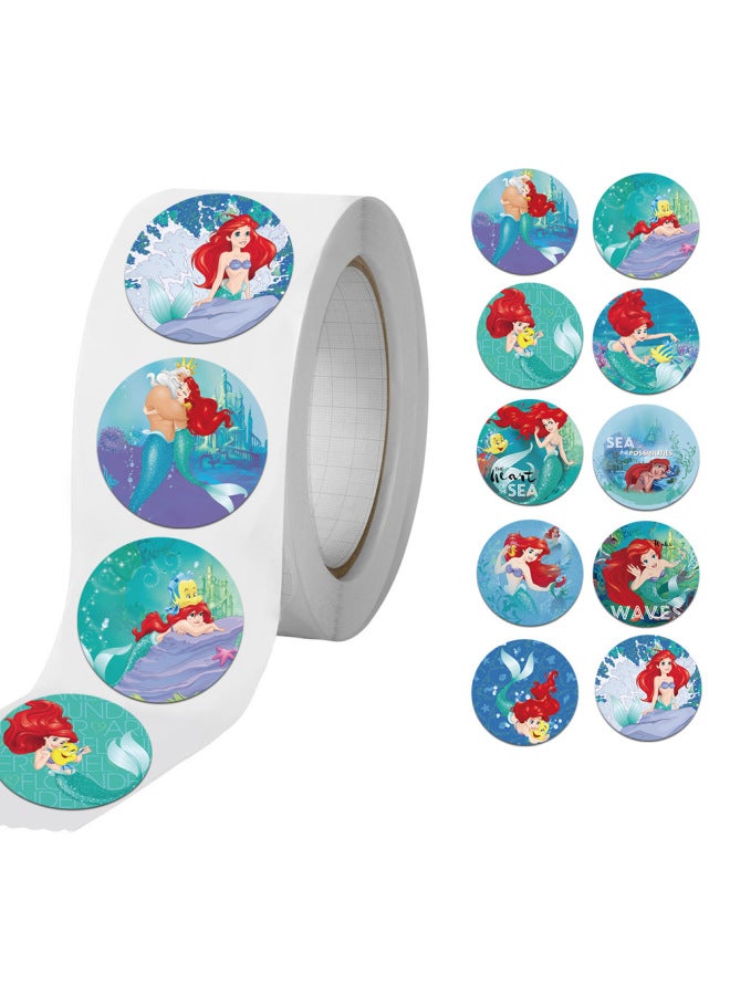 500 Sheets/roll Cartoon Princess Mermaid Seal Sticker Hand Account Sticker Girl Diy Decorative Pattern Waterproof