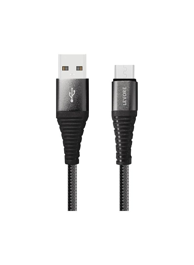 ليفور كابل نايلون USB-A إلى Micro USB، طول 1.8 متر، أسود - Image 2
