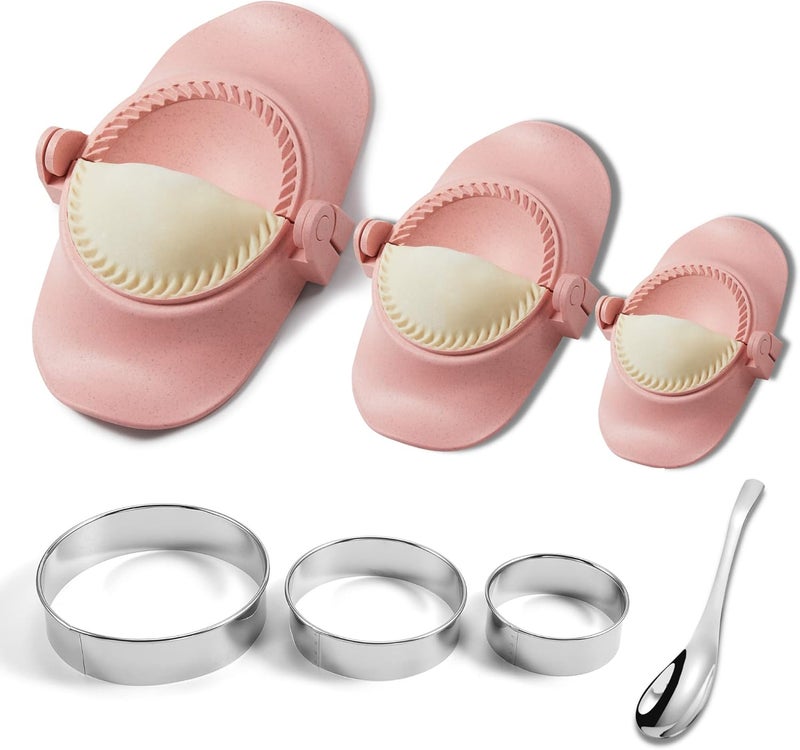 MUMSUNG Empanadas Maker Press, Dumpling Maker, Empanadas press Mold Maker Set with Dough Cutter, Dumpling Mold Set and Cutter for Pierogi, Pastelitos, Turnovers, Chinese Dumpling L/4"+M/3"+S/2.6" - Image 1